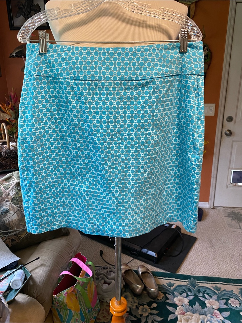 TURQUOISE Circle-Print Women's Skirt
